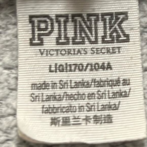 Victoria's Secret PINK Gray Full Zup Fleece Lined Hooded Jacket Size Large - Picture 7 of 9